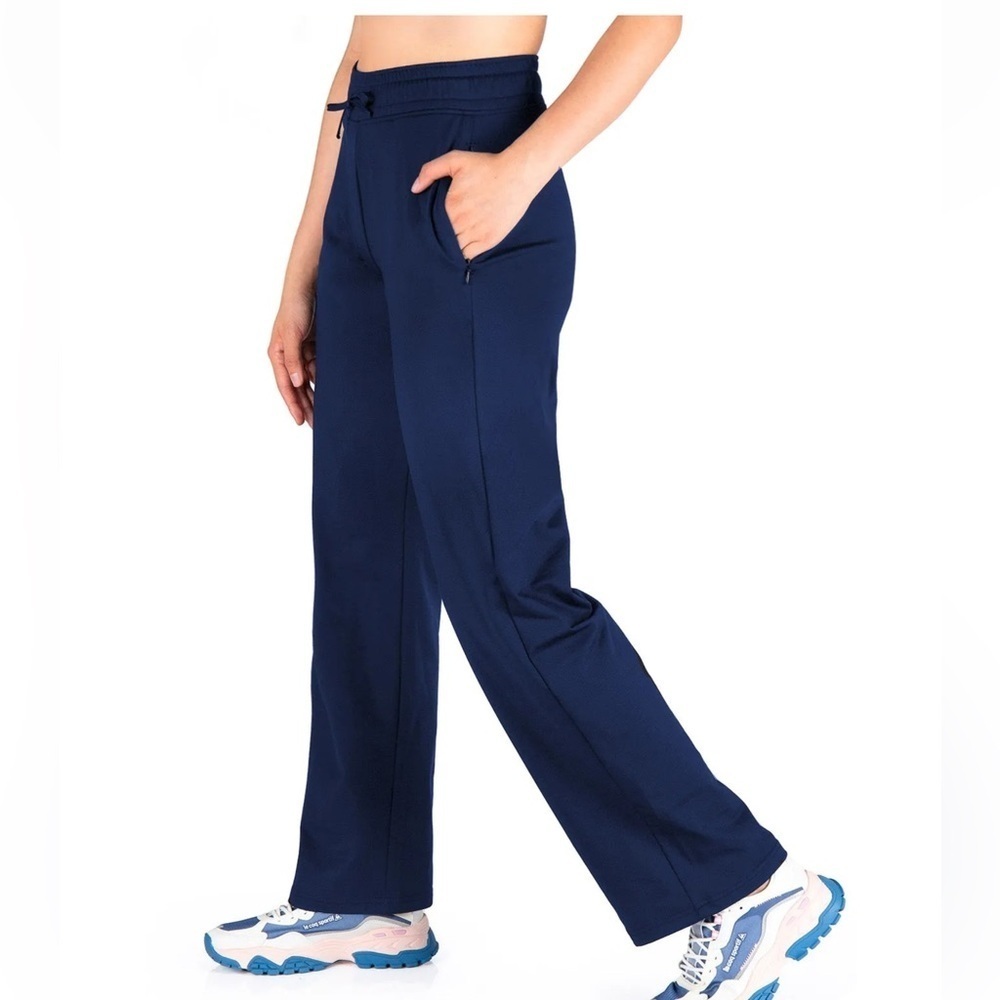 YOGiPACE Fleece Lined Navy Blue Women's Pants Straight Leg Pants Zip Pockets SzM - Picture 2 of 8